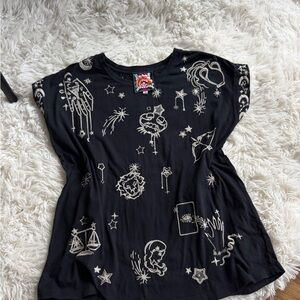 Johnny Was Black Blouse with Cream Embroidery